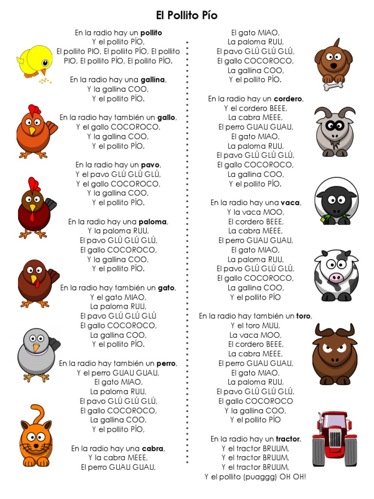 El Pollito Picc81o Lyric Sheet TPT | PDF