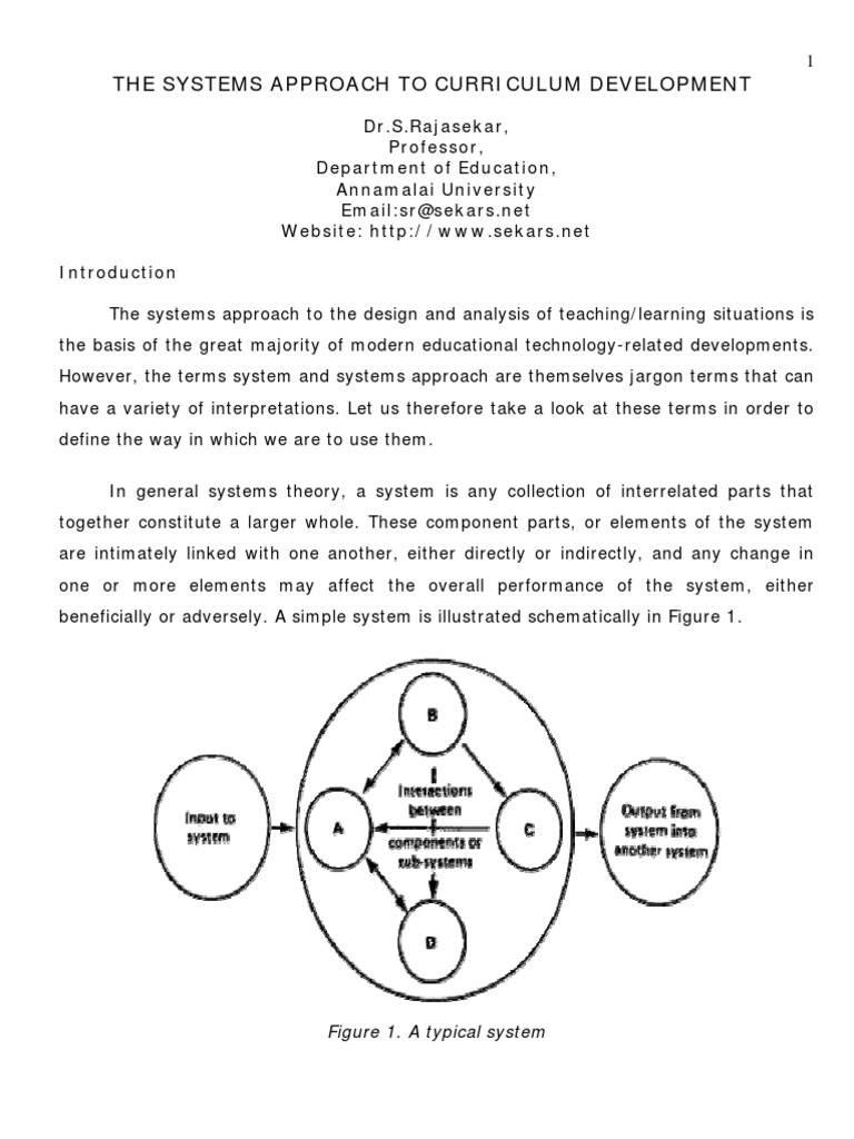 The Systems Approach to Curriculum Development Educational Assessment