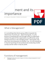 Mangement and Its Importance: By: Daniel Eduardo Torres Velásquez