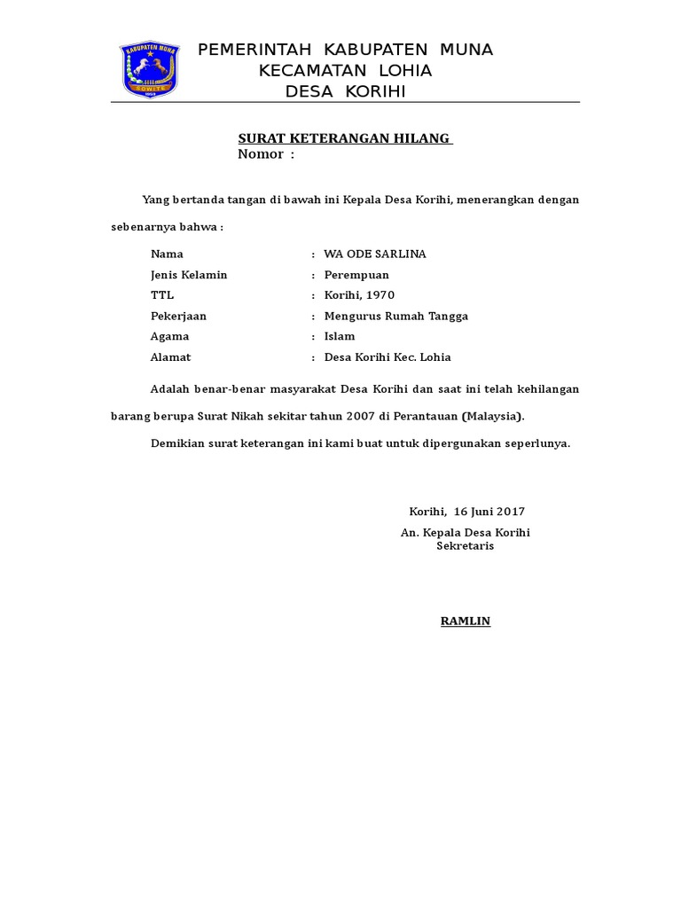 Surat Keterangan Hilang Ktp