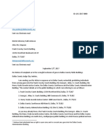 Letter to Dallas County Judge Clay Jenkins and to Dallas County District Attorney Faith Johnson regarding Dallas County unlawfully prohibiting guns in their public buildings 