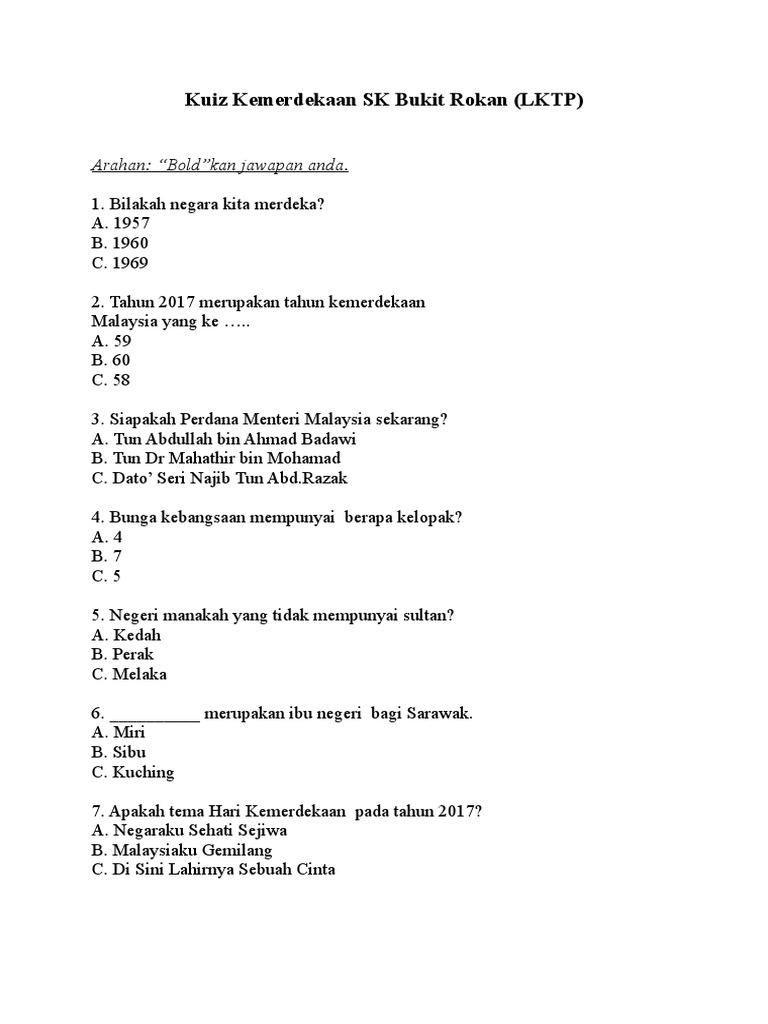 Kuiz Kemerdekaan  PDF