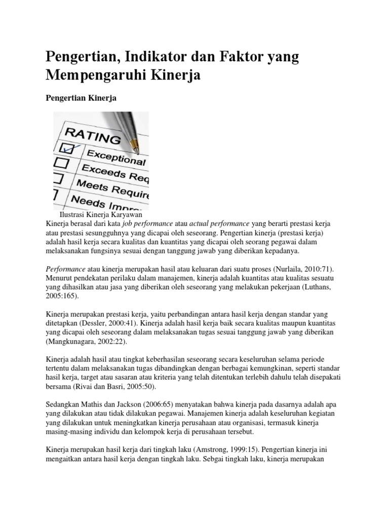 PENGERTIAN KINERJA
