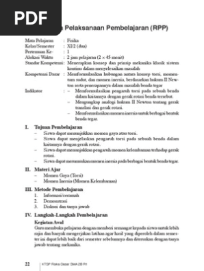 Rpp Fisika Kelas Xi
