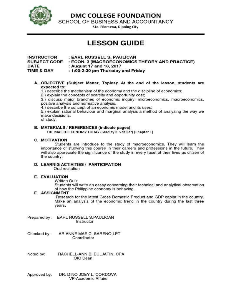 Dmc College Foundation School Of Business And Accountancy Gross Domestic Product Macroeconomics