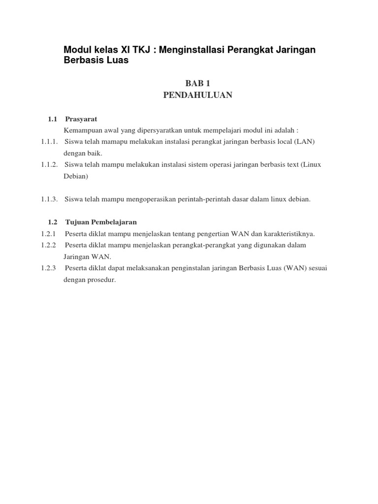 Modul Kelas Xi Tkj Wan