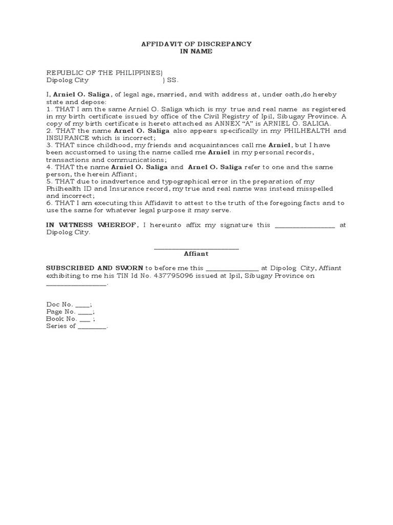 Sample Letter Of Certification Of Name Discrepancy Ce - vrogue.co