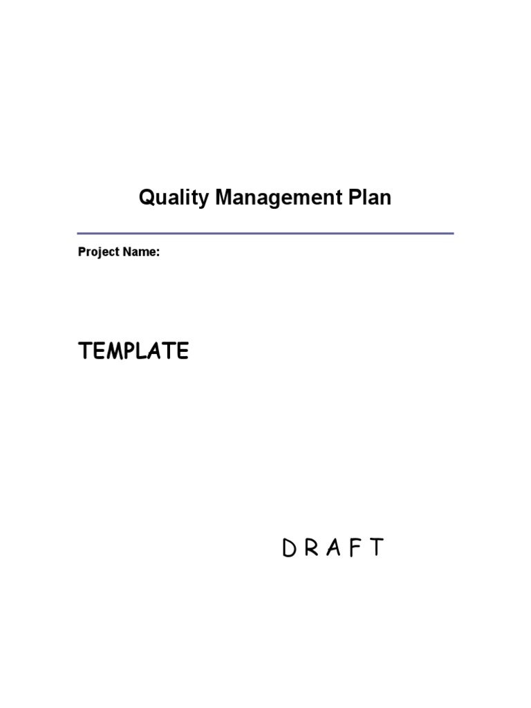 Quality Management Plan Template | PDF | Quality Assurance | Quality ...