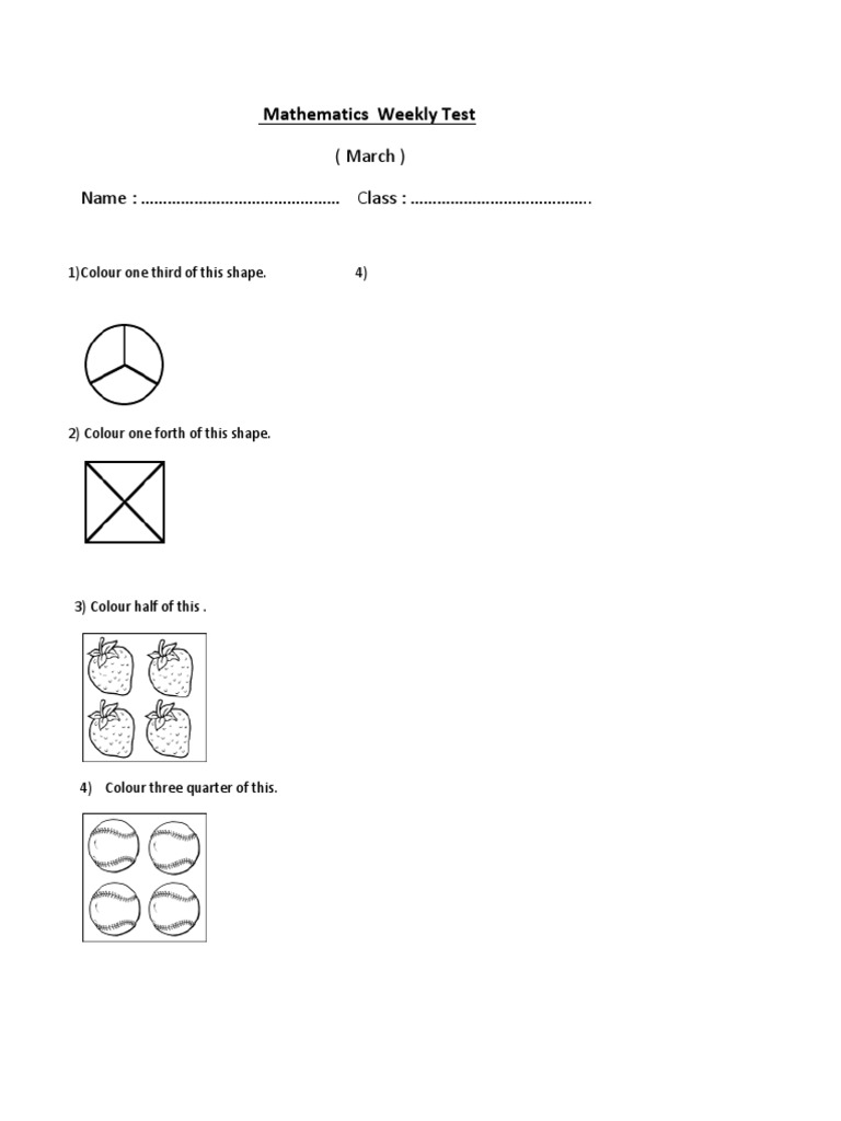 Mathematics Weekly Test - March | PDF