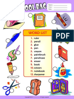 In My Schoolbag Esl Vocabulary Number The Pictures Worksheet For Kids