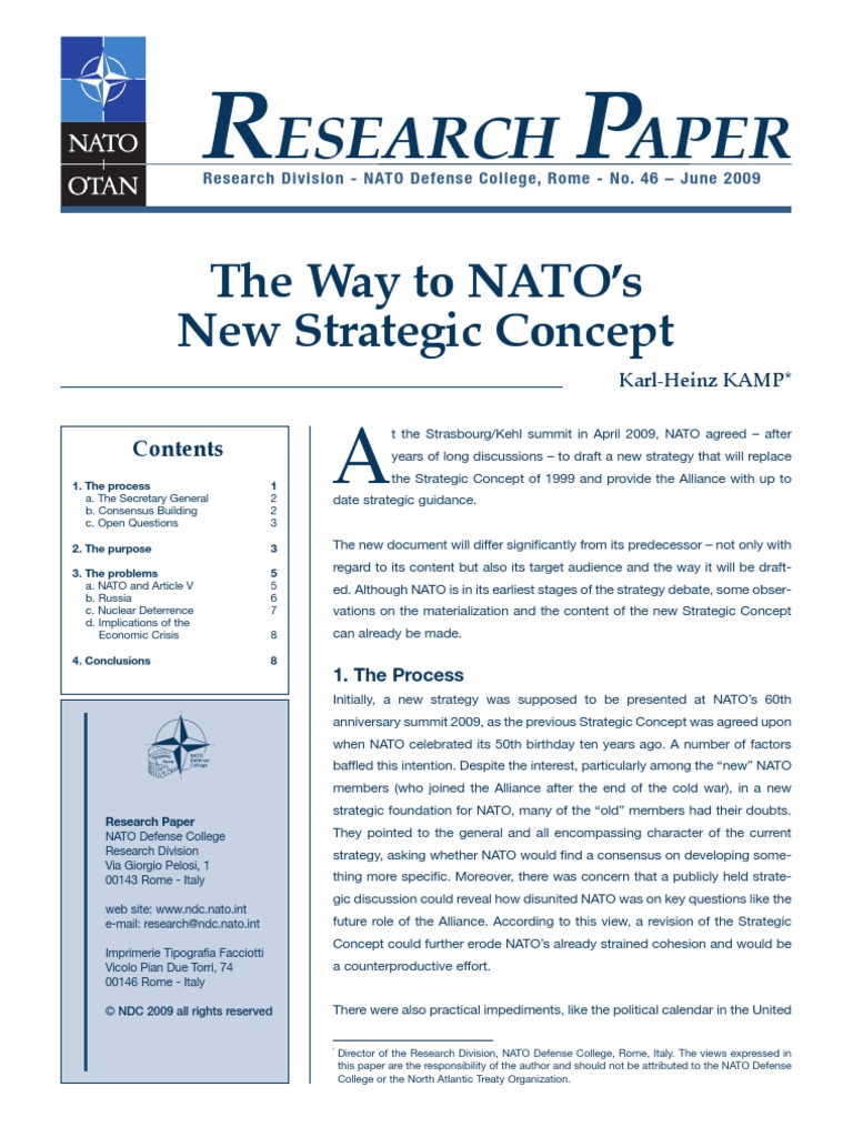 Esearch Aper: The Way To Nato'S New Strategic Concept | PDF | Nato ...