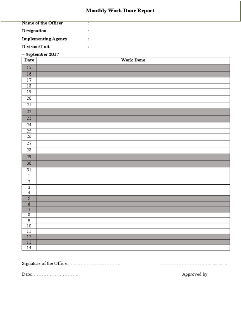 Work Done Report | PDF