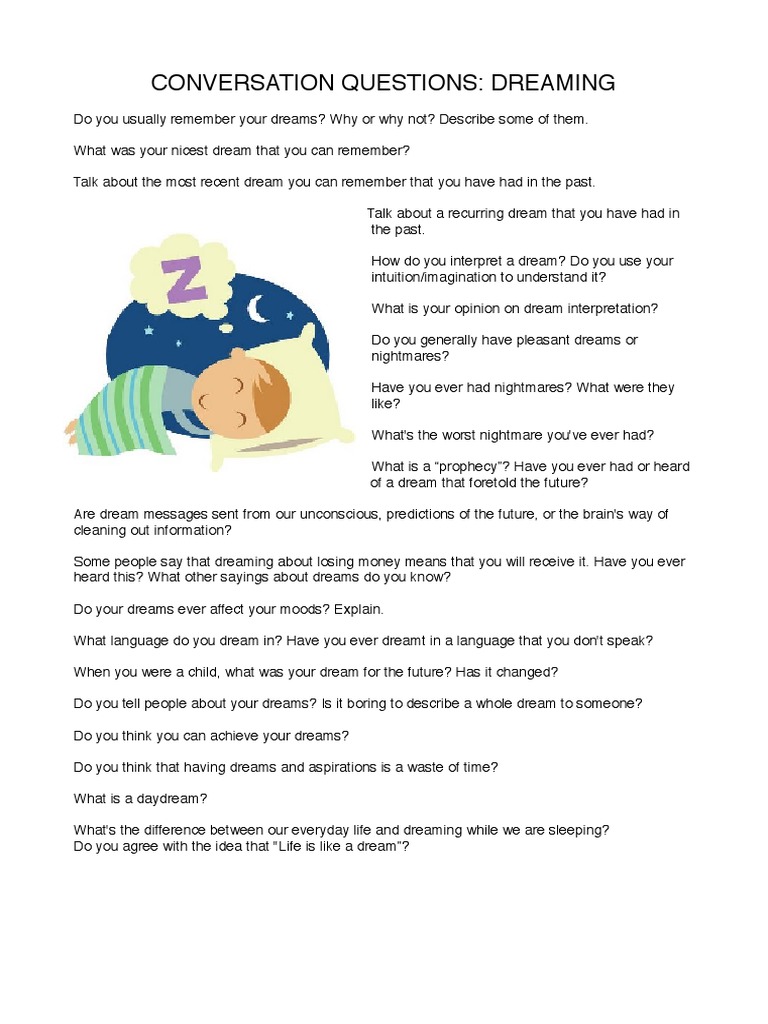 Dreaming: Conversation Questions for ESL | PDF