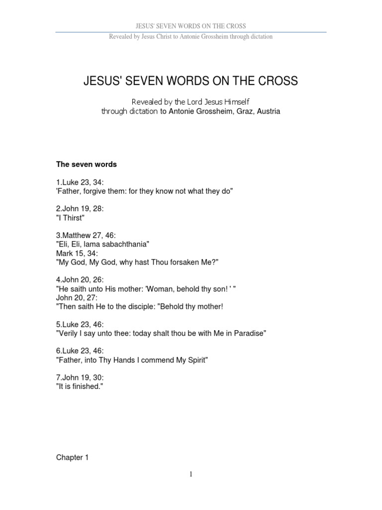 Jesus Seven Words On The Cross | PDF | Last Judgment | Sin