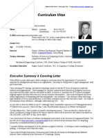 Curriculum Vitae: Executive Summary & Covering Letter