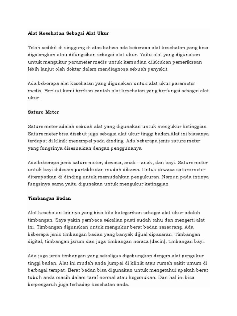 Alat Kesehatan Sebagai Alat Ukur