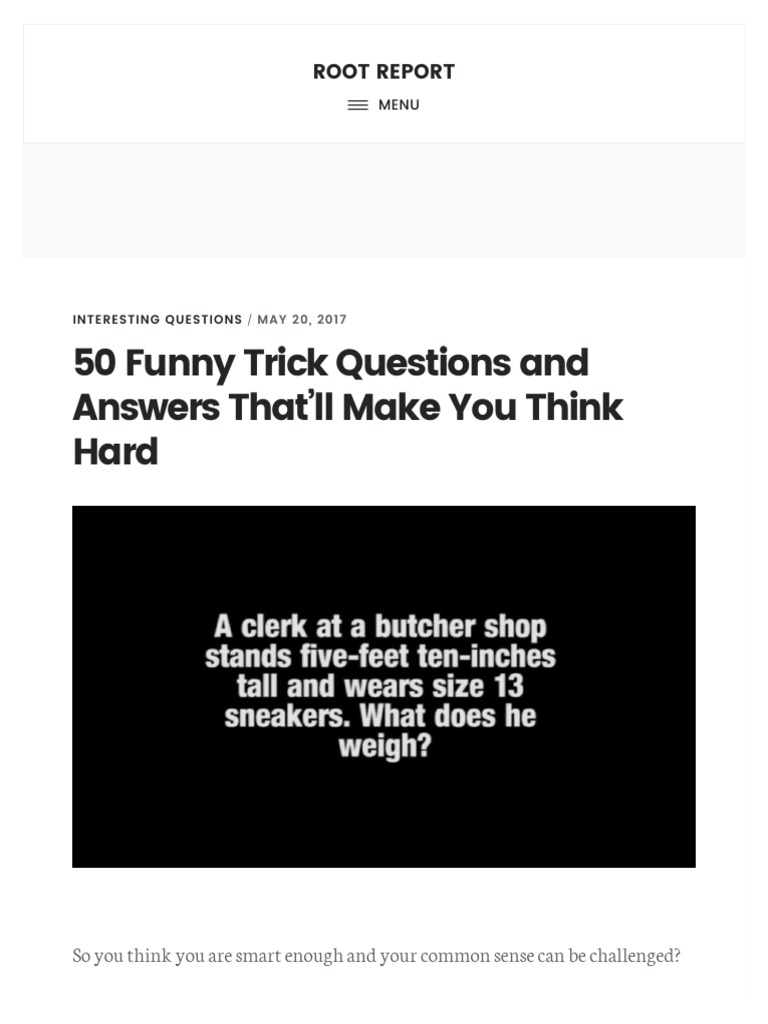 50 Interesting Trick Questions And Answers That Ll Make You Think Hard