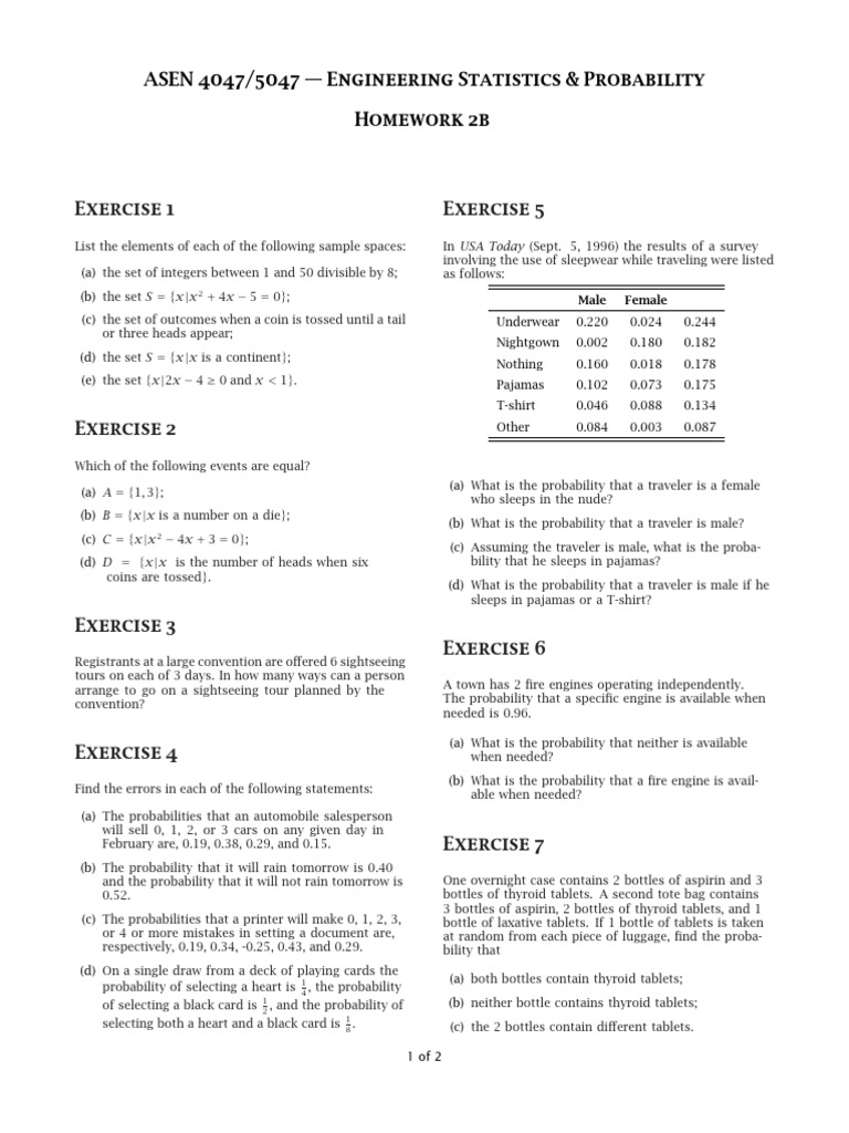 Engineering Statistics Homework 2b | PDF | Probability And Statistics ...