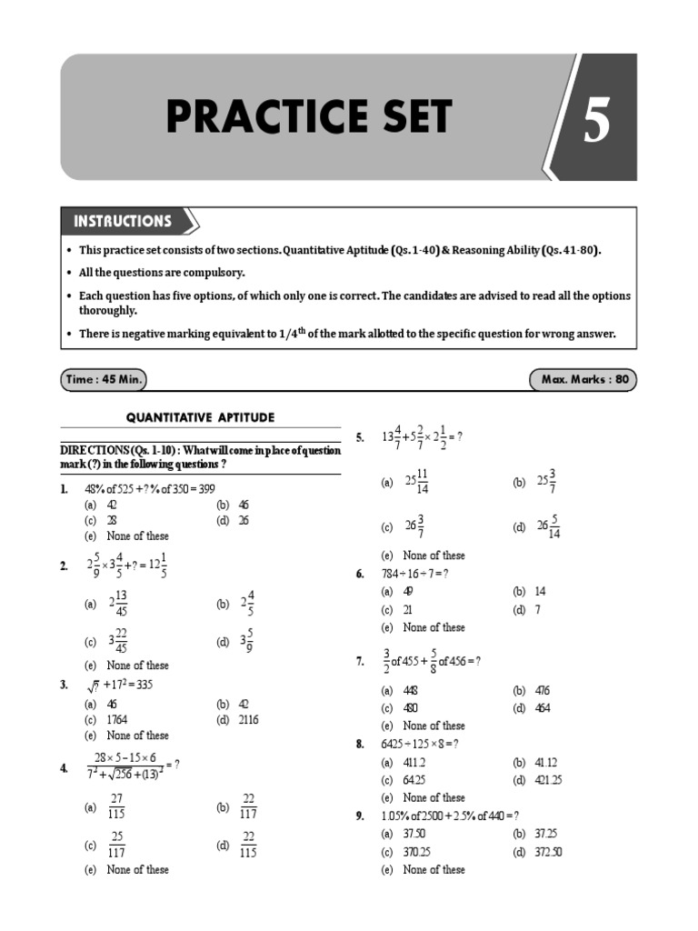 Quantitative Aptitude Practice Set 5 | PDF | Profit (Accounting) | Interest