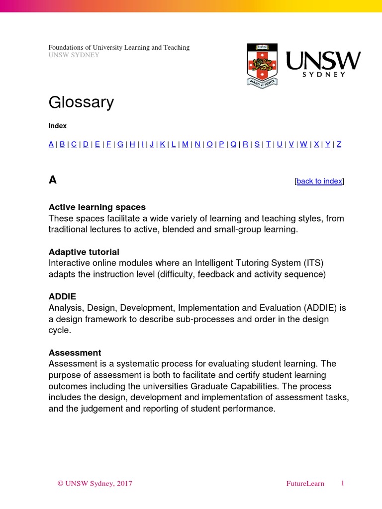 Glossary: Active Learning Spaces | PDF | Educational Assessment | Learning