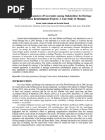 Identifying The Parameters of Uncertainty Among Stakeholders For Heritage Conservation Refurbishment Projects: A Case Study of Mosques