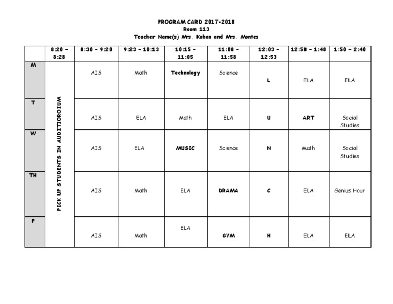 2017-2018 Program Schedule Overview | PDF
