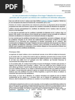 Arret Vasilescu c. Belgique Caractere Structurel Des Problemes Lies a La Surpopulation Carcerale