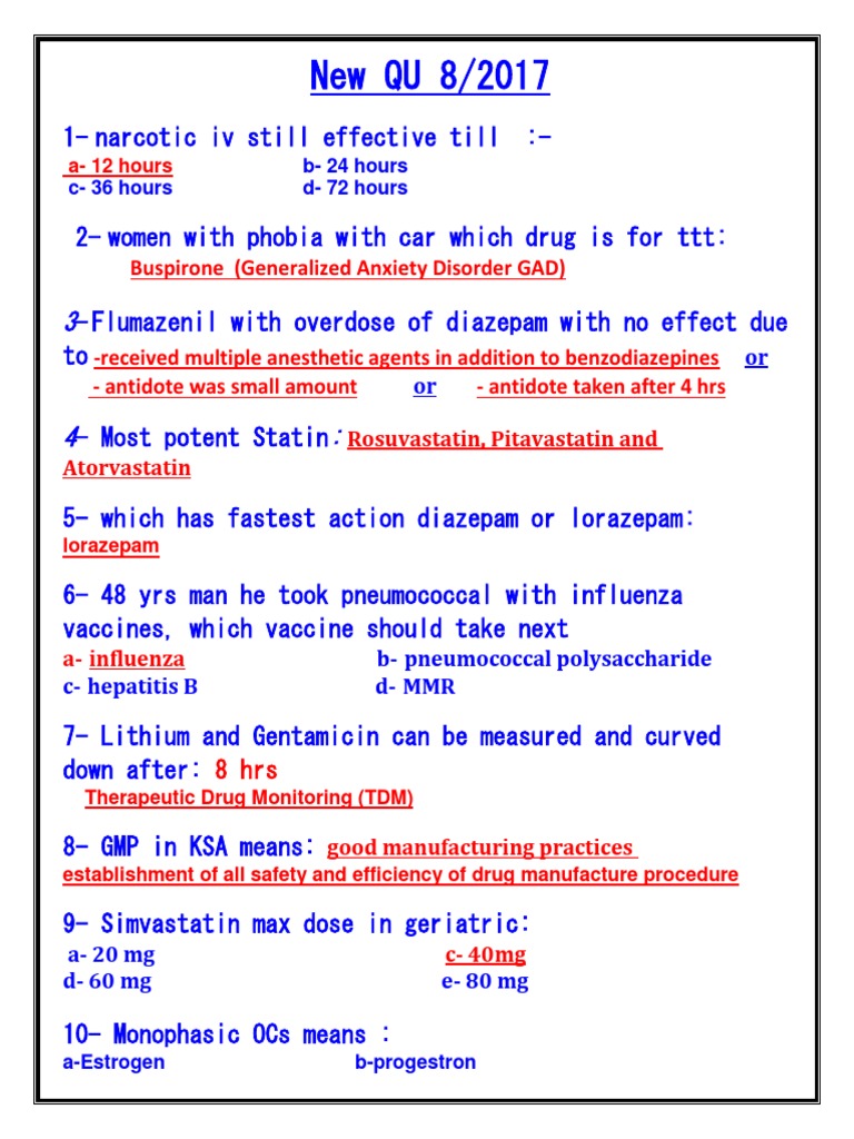 Last QU Update 9-2017 | PDF | Dose (Biochemistry) | Chemistry