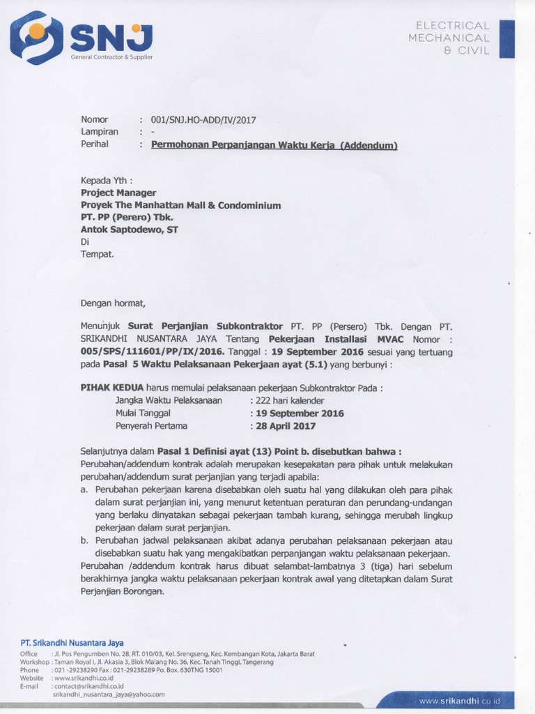 Permohonan Perpanjangan Waktu Kerja 1