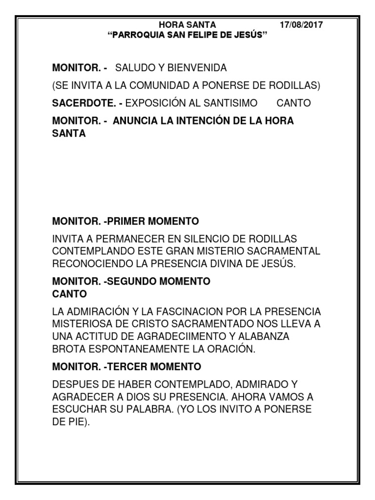 Esquema de Hora Santa para Imprimir | PDF