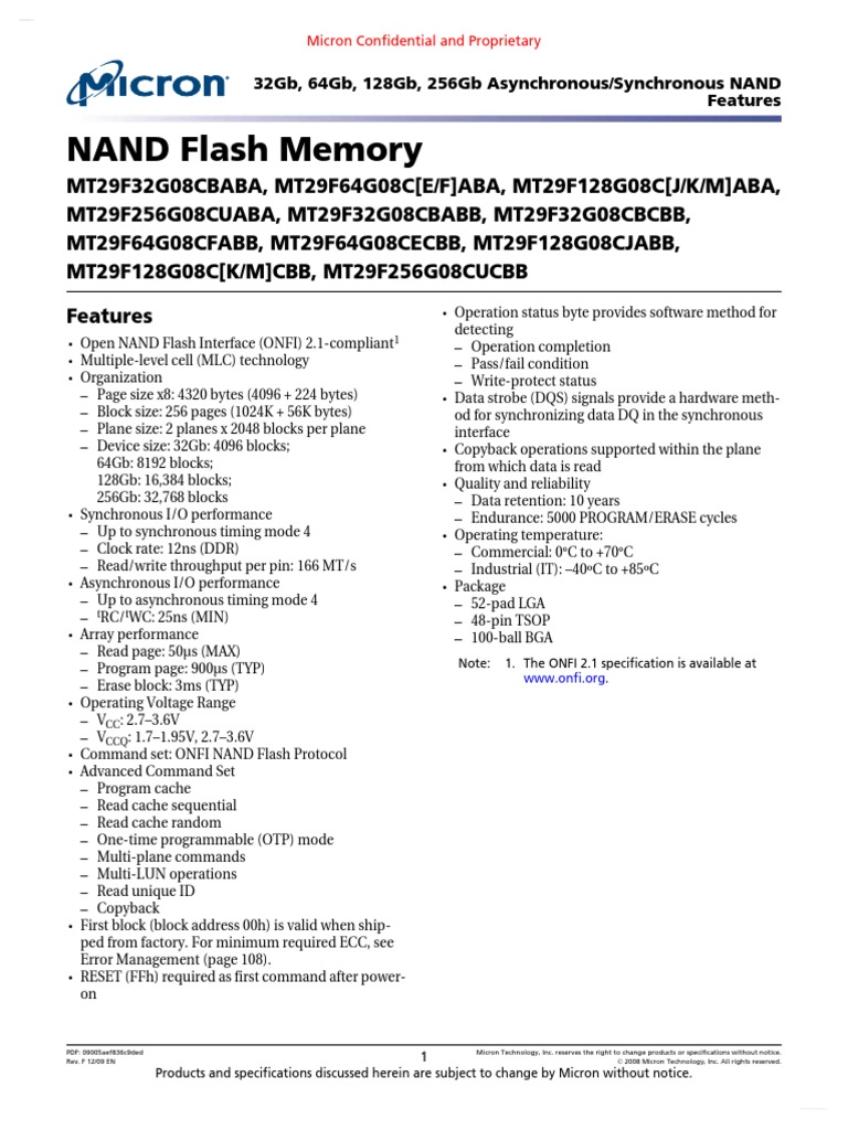 29F32G08C | PDF | Flash Memory | Areas Of Computer Science