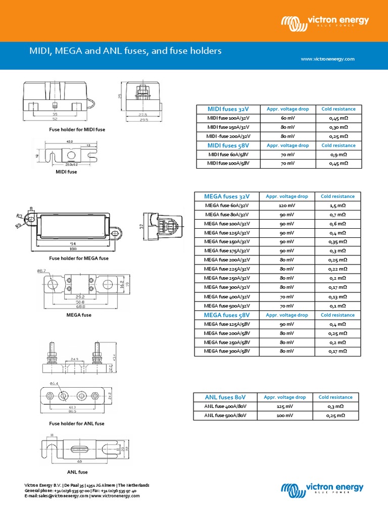 Datasheet Midi, Mega and ANL Fuses, and Fuse Holders en PDF Manufactured Goods Electricity