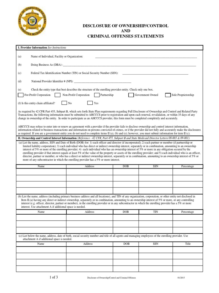 Ownership Disclosure Form Guidelines | PDF | Ownership | Social ...