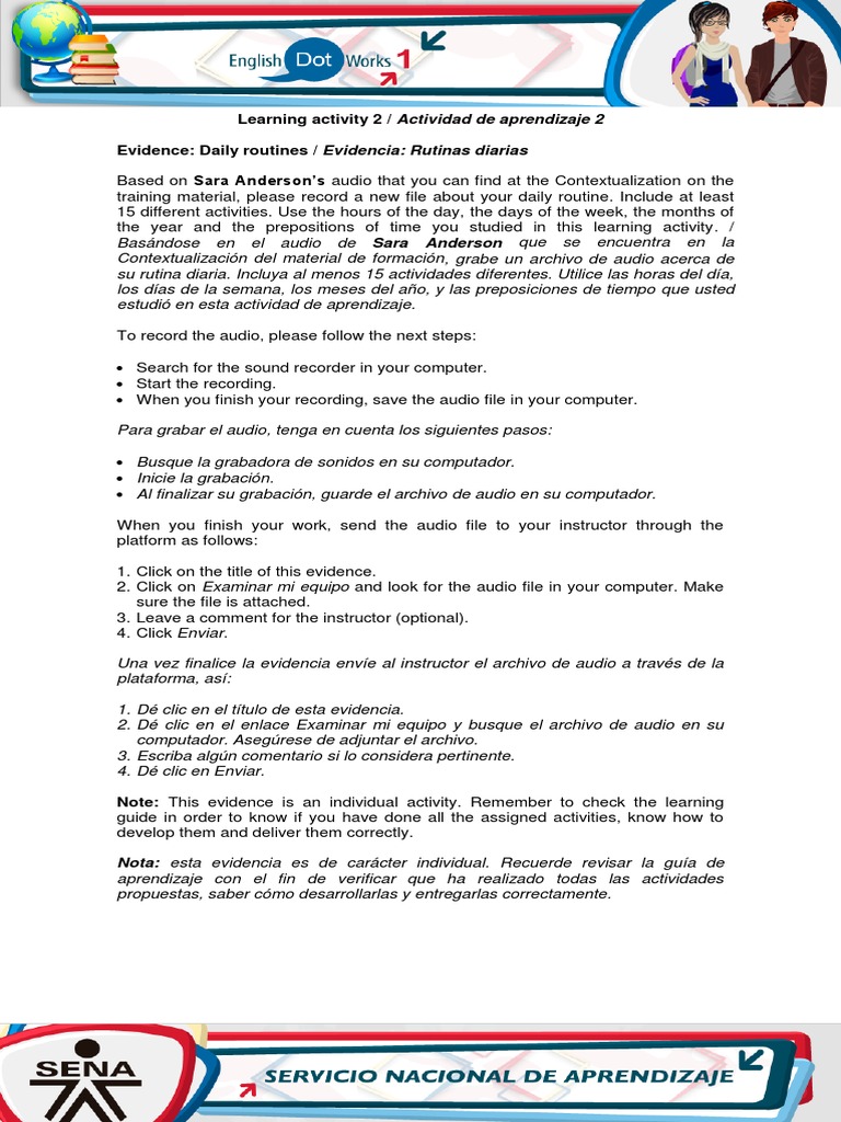 Graba tu rutina diaria en audio | PDF | Entretenimiento (general) | Ocio