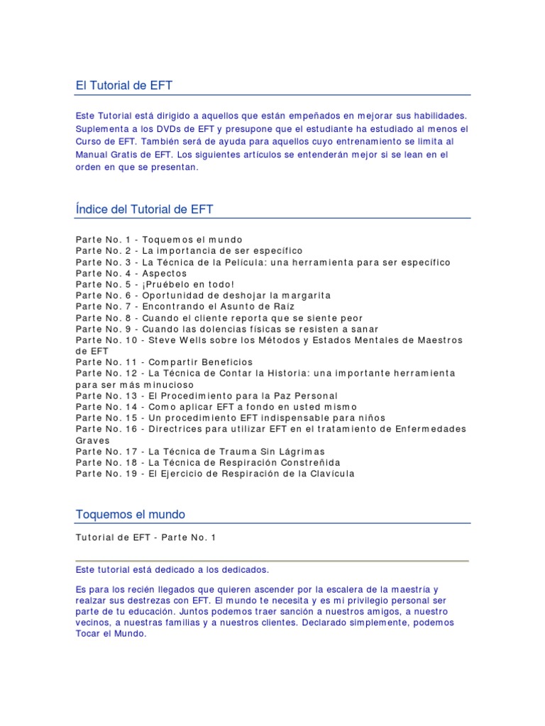 EFT - Tutorial Gary Craig PDF | PDF | Crecimiento personal y profesional