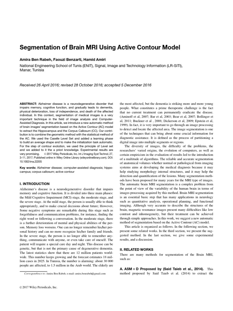 Segmentation of Brain MRI Using Active Contour Model | PDF | Image ...