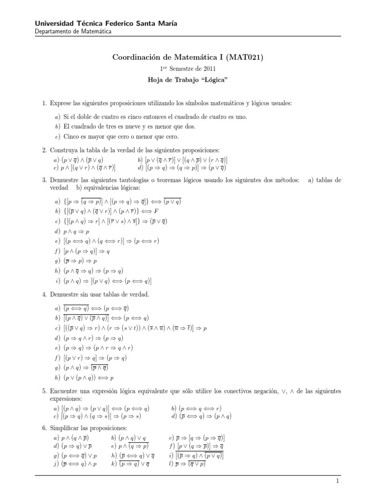 Logica Pdf Pdf Proposicion Verdad
