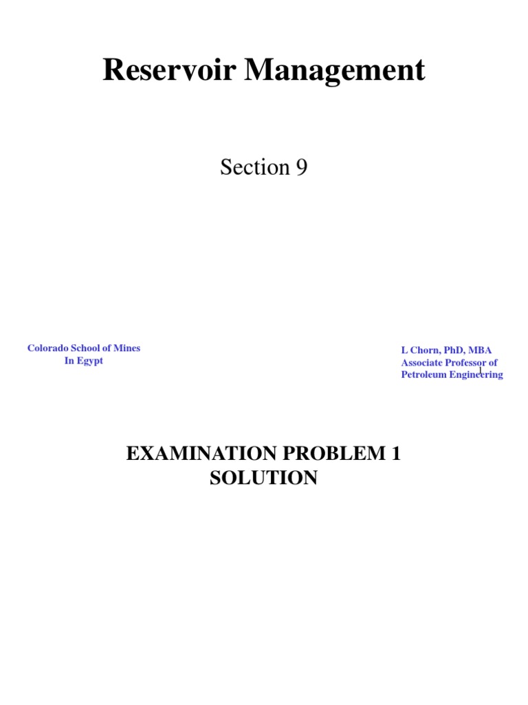 Reservoir Management Exam Solutions | PDF