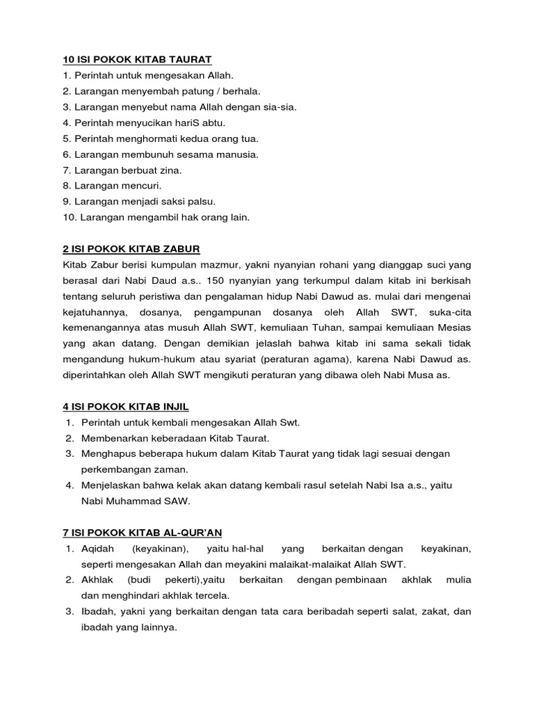 10 Isi Pokok Kitab Taurat