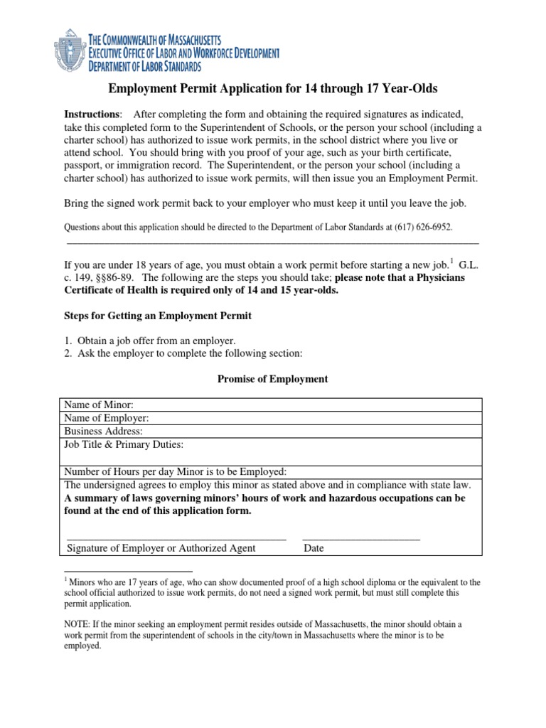 Massachusetts Employment Permit Guide | PDF | Grilling | Legal Guardian