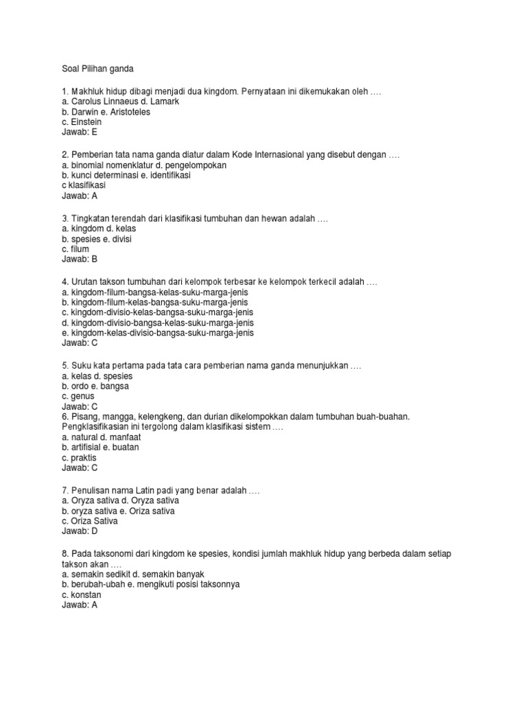 Soal Pilihan Ganda Pdf