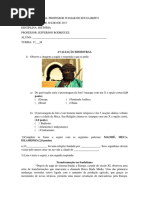 Modelo de avaliação de 7 ano do Ensino Fundamental