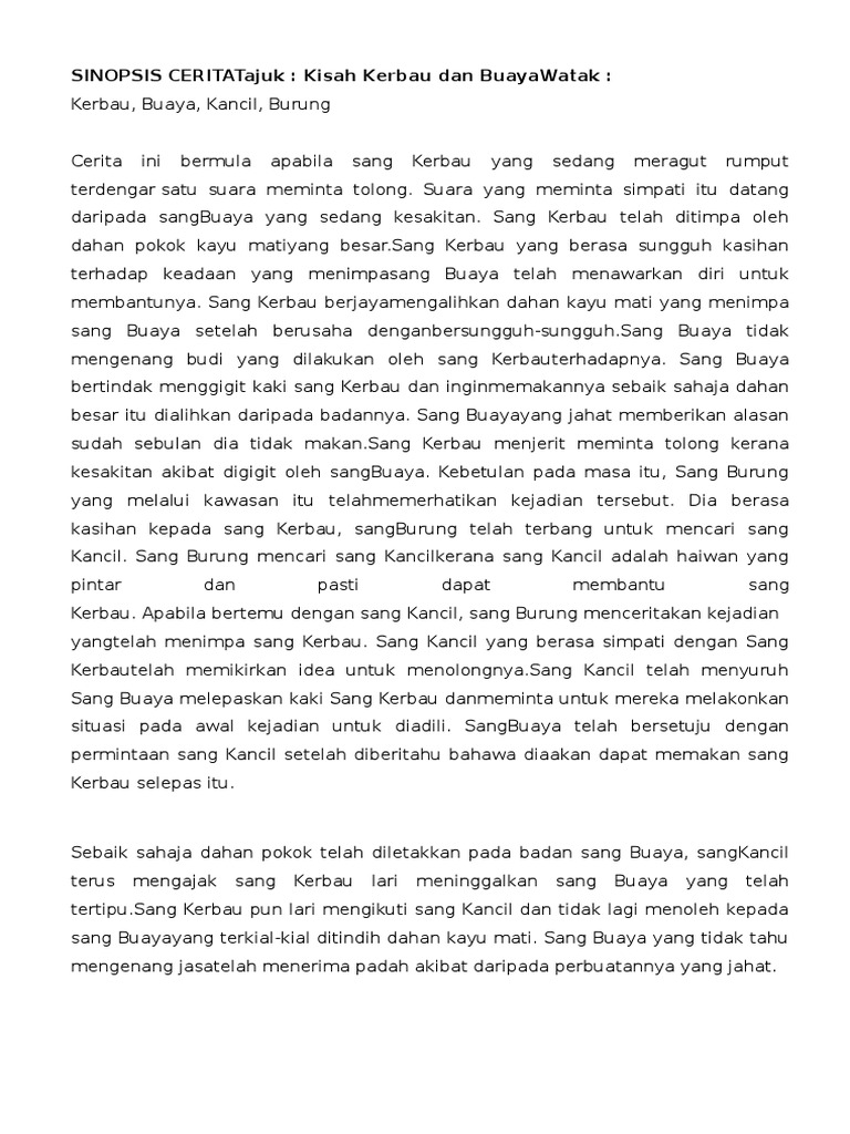 SINOPSIS CERITA SANG KERBAU DAN SANG BUAYA.docx
