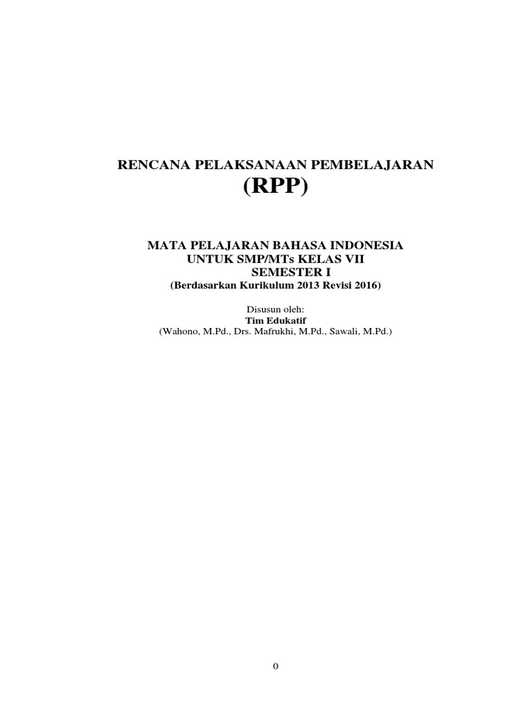 Rpp Bind Kls 7 Smt 1 Kurnas Revisi Edited