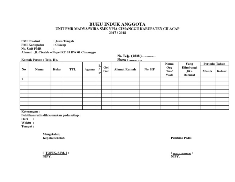 BUKU INDUK ANGGOTA PMR docx