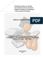 Pesquisa Científica - Tendências Temáticas Das Monografias de Biblioteconomia Da UFPB