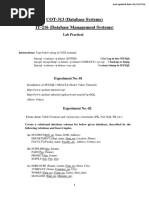 Databse Systems (Lab Manual) COT-313 and IT-216