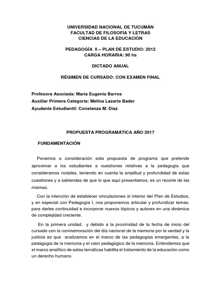 Propuesta de Programa en Pedagogía 2017 | PDF | Pedagogía | Science