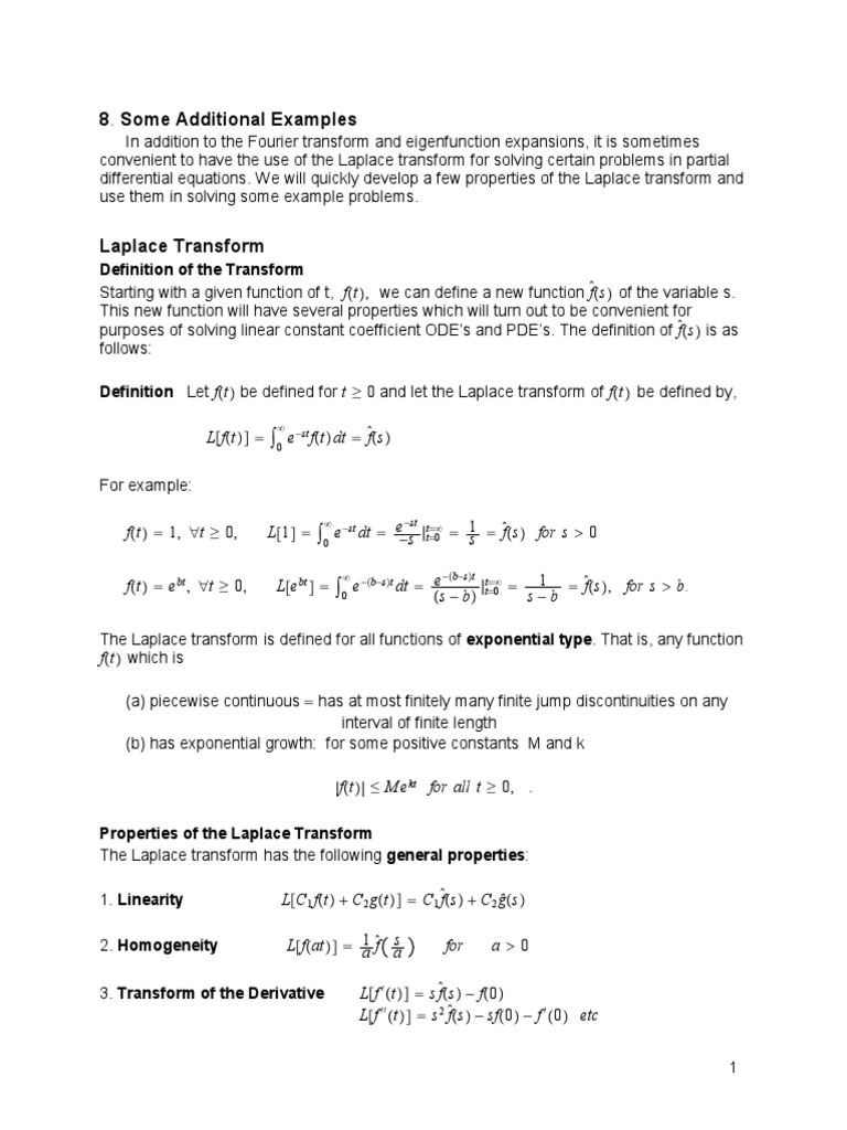 Laplace Transform Example PDF Laplace Transform Ordinary