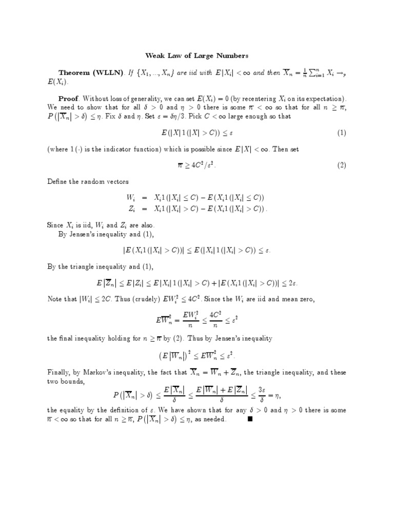 WLLN | PDF | Infinity | Mathematical Relations